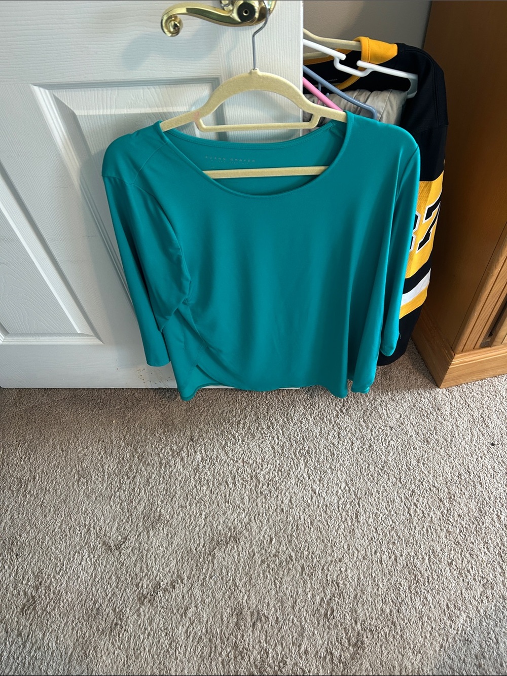 Susan Graver Teal Scoop Neck Long Sleeve Top
